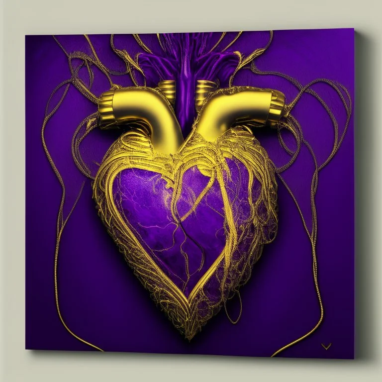 electric heart in purple and golden tapestry