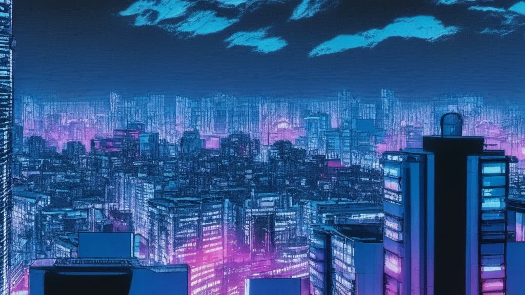Clear Focus, High resolution, Cyberpunk skyline, comic style