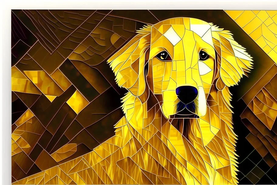 style of paul klee Golden retriever dog
