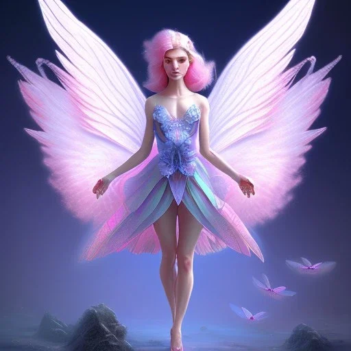 fairy, beautiful, soft, pink an blue, wings in back