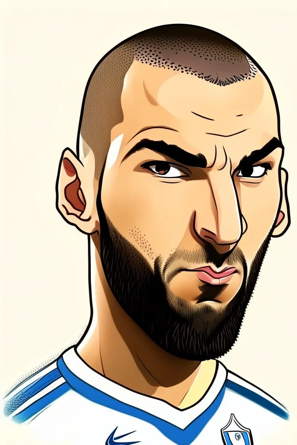 Karim Benzema French football player . cartoon 2d