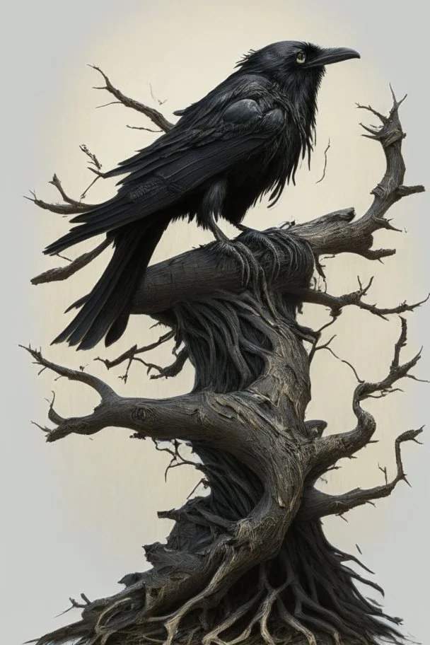 The symbol for Kharzak is a black raven perched on a gnarled branch of a dead tree