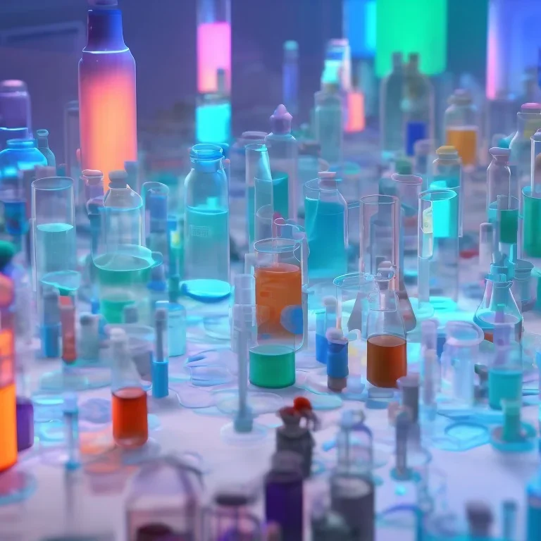 group of scientists is in the laboratory. invent new colors. smoke rises from multi-colored glassware. they are wearing overalls. color swatches in the background. hyperdetailed, orange and teal, warm colors, detailed painting, photorelistic, oil on canvas, light dust, futuristic. volumetric lighting