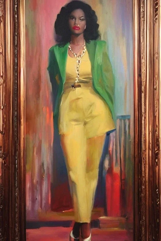 Full body portrait, painting, medium shot lady establishment