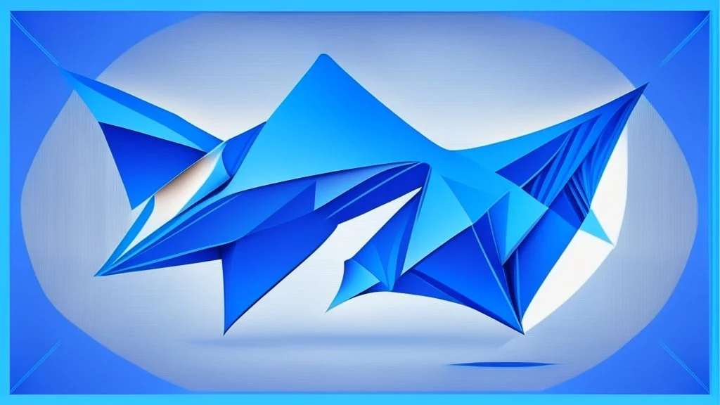 logo, vector art, b2 plane origami centred in screen, blue background, magnificent