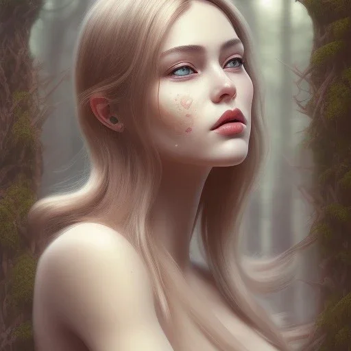 woman's face with painting of open window and forest view covering entire face, 8k resolution, high-quality, fine-detail, intricate, digital art, detailed matte, volumetric lighting, illustration, octane render,