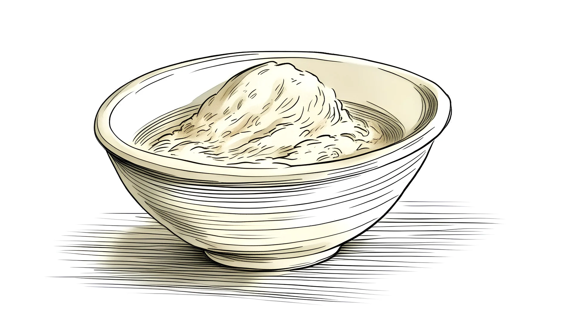 Drawing of a bowl containing flour