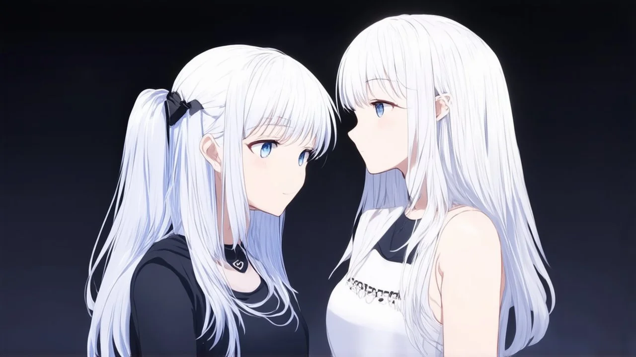 A moment of connection between the silver girl and her white friend.