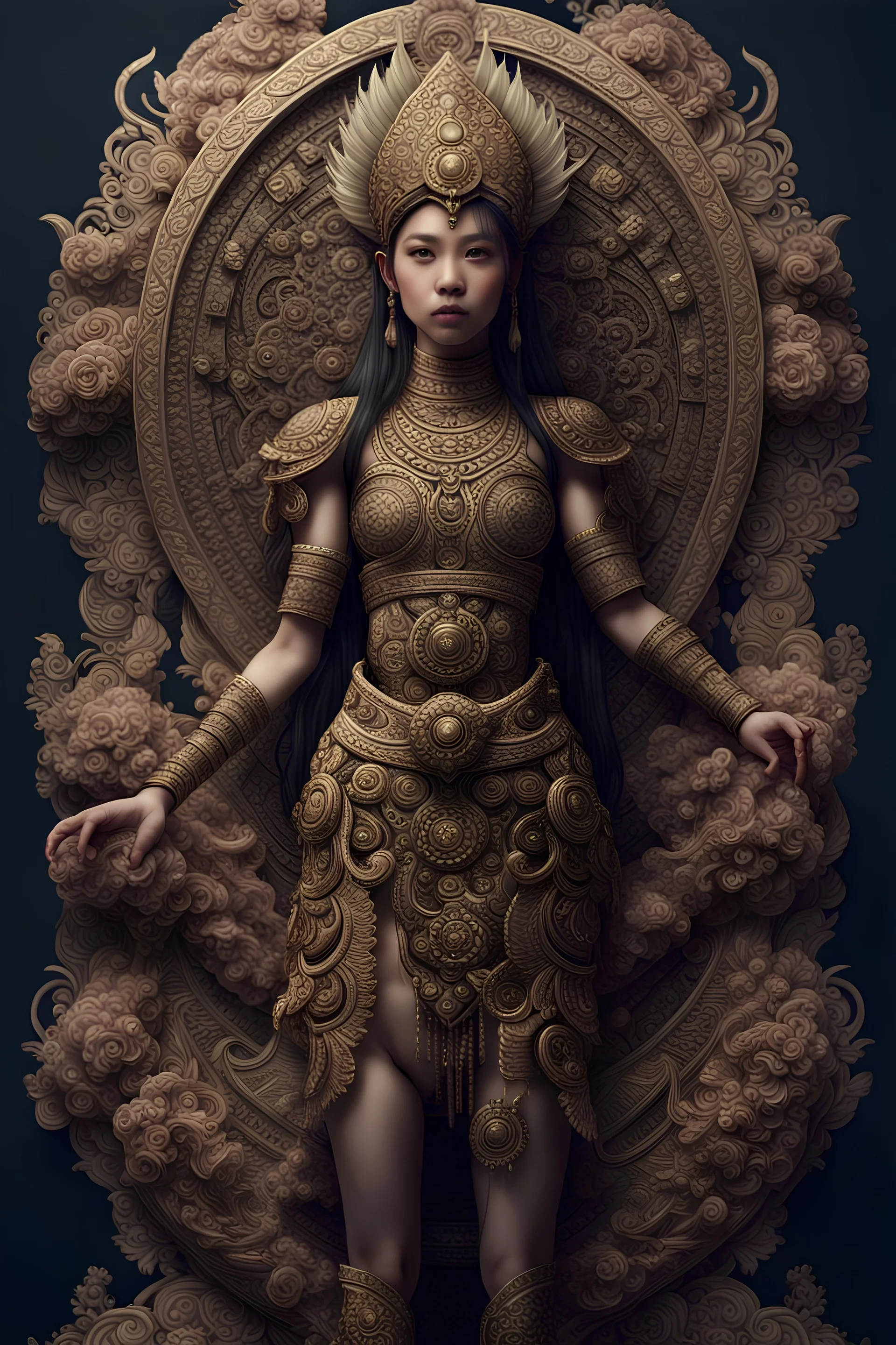 Fhoto full body, reality, Raw, Indonesia culture future, a long time ago, digital art, intricate details, powerful composition, captivating, , trending on artstation, high focus, studio photo, intricate details, highly detailed, by addie_digi