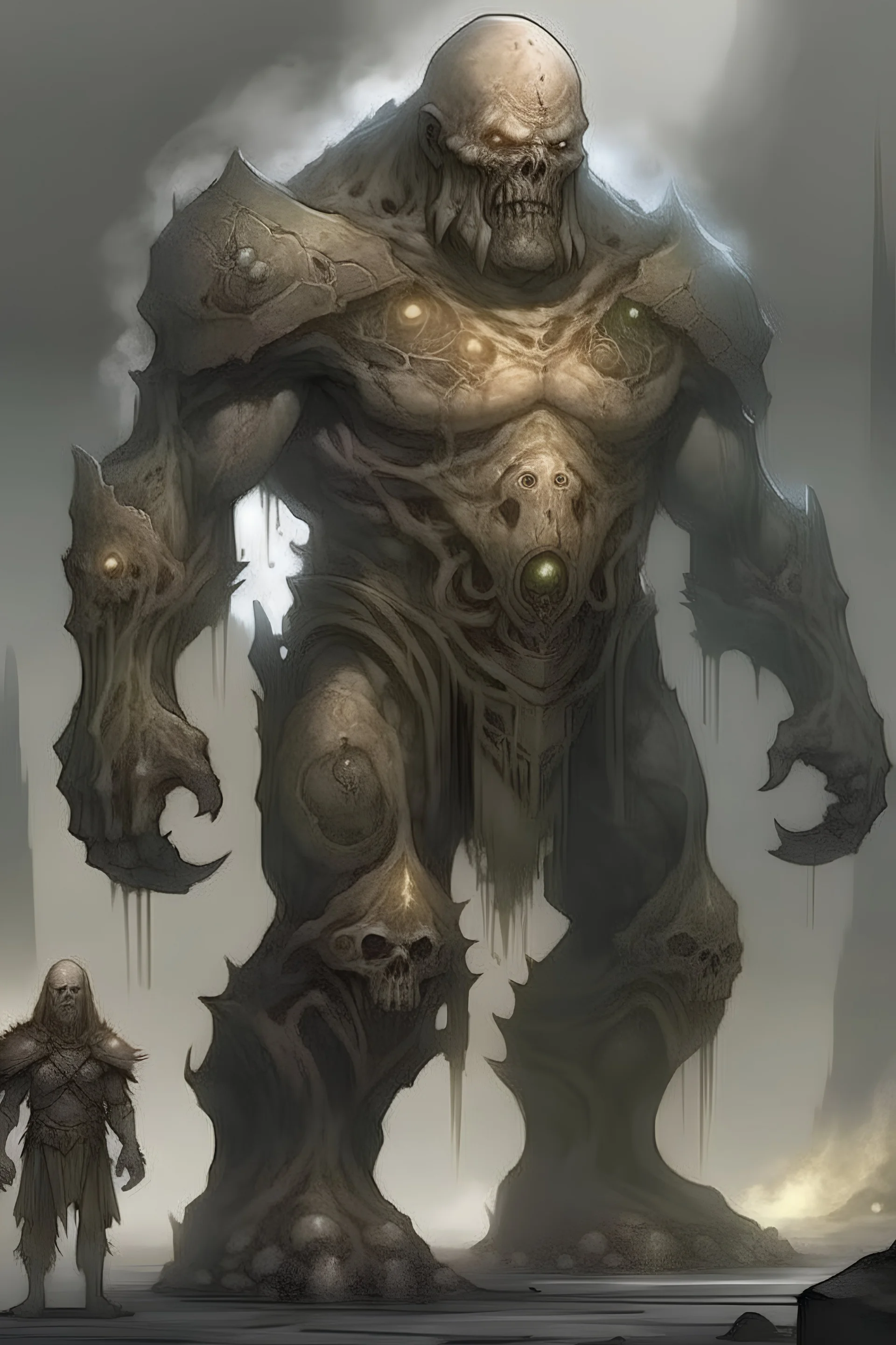 fantasy ancient golem with human soul