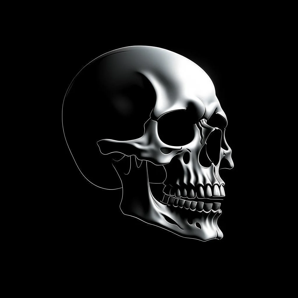Minimalistic vampire skull with open mouth, side view \