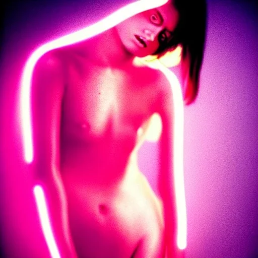 A 1990s magazine photoshoot. Neon blob, metallic blob, ethereal, grunge. Extremely detailed, HD photography, high quality, stylized, dramatic, high contrast, high exposure.