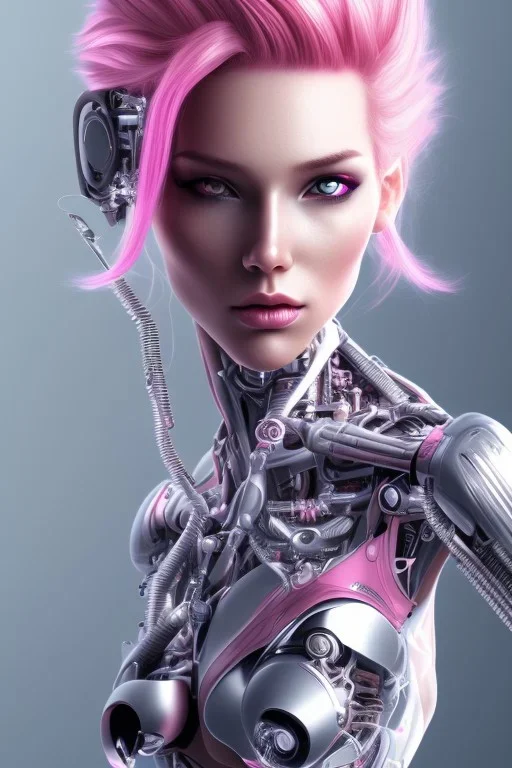 cyborg, pink hair,seven