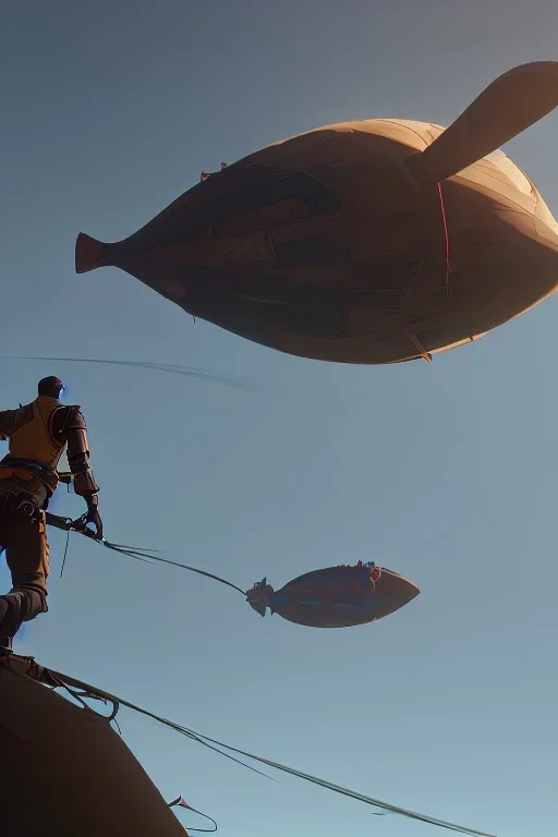 pilot standing beside a crashed zeppelin