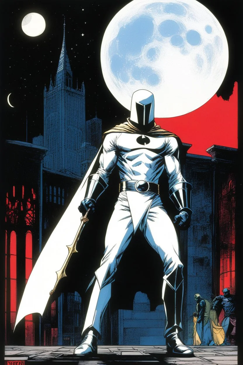 MOON KNIGHT (1980) (#1-38) (MARVEL) #24 - Title: Scarlet in Moonlight Featuring: Stained Glass Scarlet and Moon Knight Credits: Doug Moench (Script), Bill Sienkiewicz (Pencils), Bill Sienkiewicz (Inks), Scarlet acts as a free agent to dissemble the mob’s grip over the city…and Moon Knight is hard-pressed to stop her.