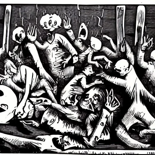 The Veggie Tales Massacre, woodcut