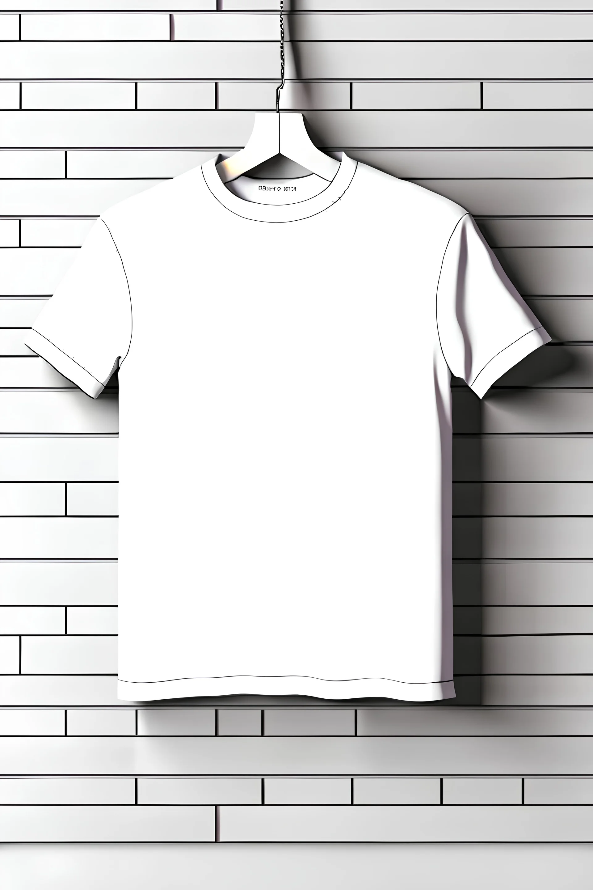 blank t shirt hanging on a grunge brick wall photo realistic