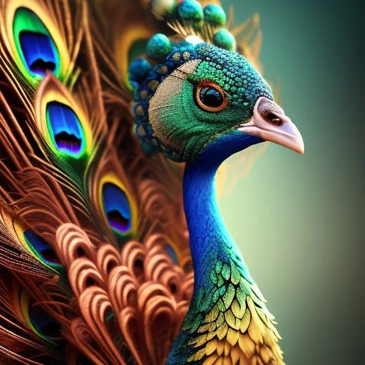 peacock,surreal, Unreal Engine 5, lens macro,sharp focus, realistic, hyper detailed