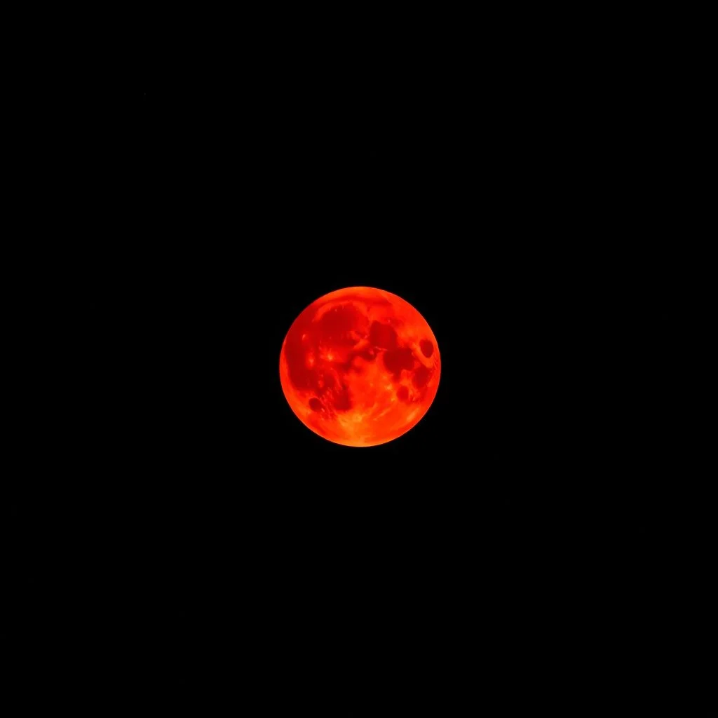 Blood moon with spirals around it