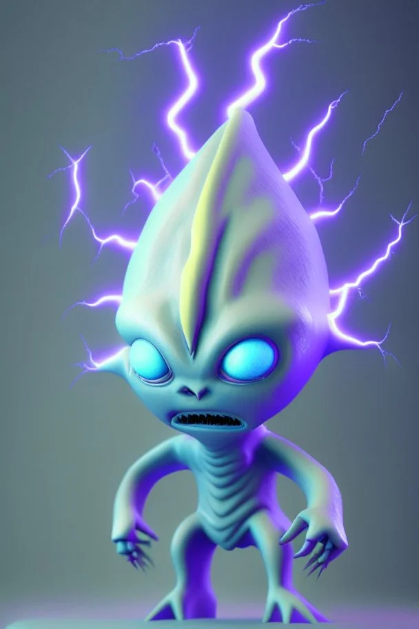 Lightning alien ,soft pastel, high definition, 3d icon clay render, blender 3d