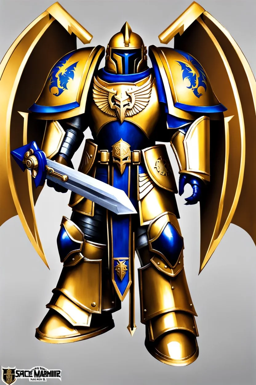 warhammer, space marine, lost legion, dragon legion, dragon warrior, fan art, dragon armor, dragon helmet, golden armor, armor with scale, second legion emblem, helmet details, bolter.jpeg