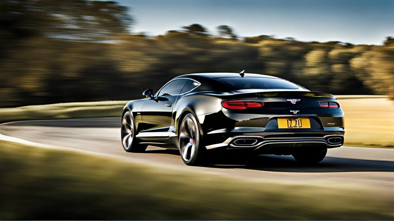 A sleek (((Bentley Camaro))), its iconic silhouette elegantly contorted, cutting through a (sunny, open field), desktop wallpaper, rear view