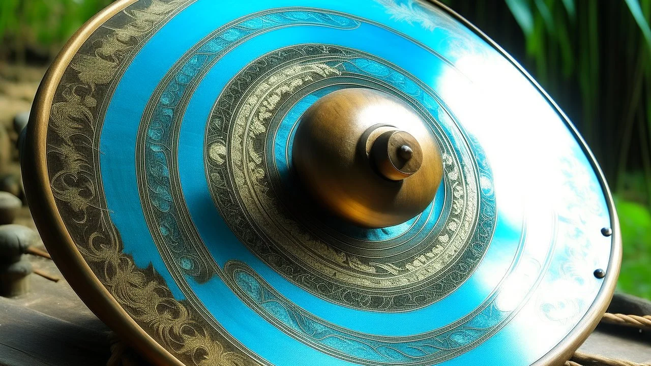 Cyan lightning cymbals designed in German folk art