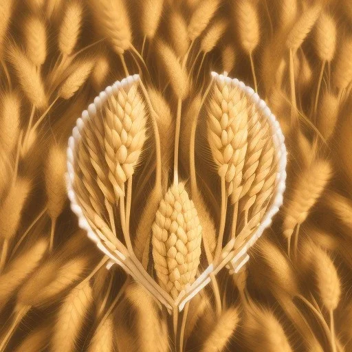 A professional logo of 5 wheat ears, with full details, full HD, voluminous, 3D, symmetrical, 4K, 8K