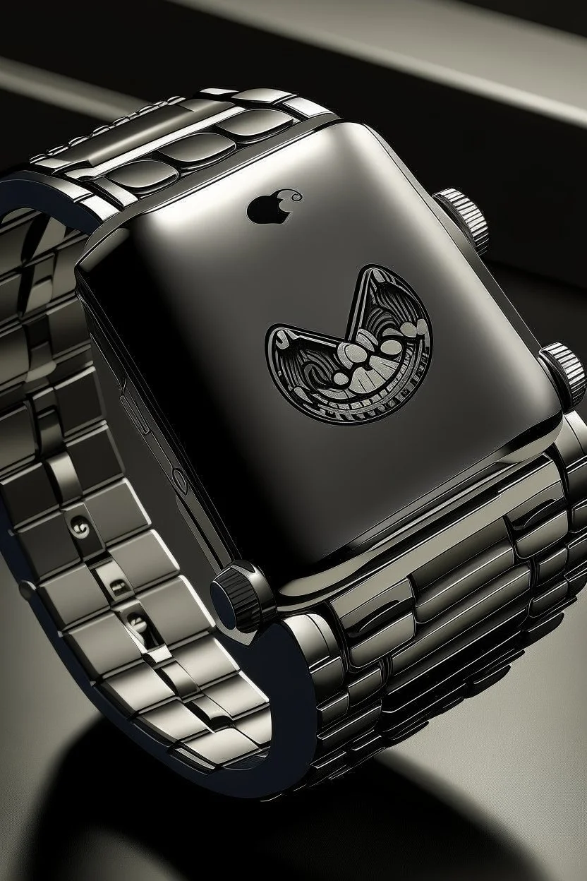 "Produce an image of a mid-journey-inspired Rolex band for Apple Watch, emphasizing the stability and craftsmanship that defines the brand, with attention to realistic details."