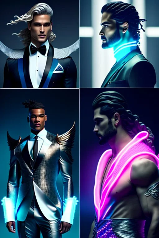 Smocking, evening suit, greek gods, cyberpunk smocking, neon smocking, epic, zeus, poseidon, hades