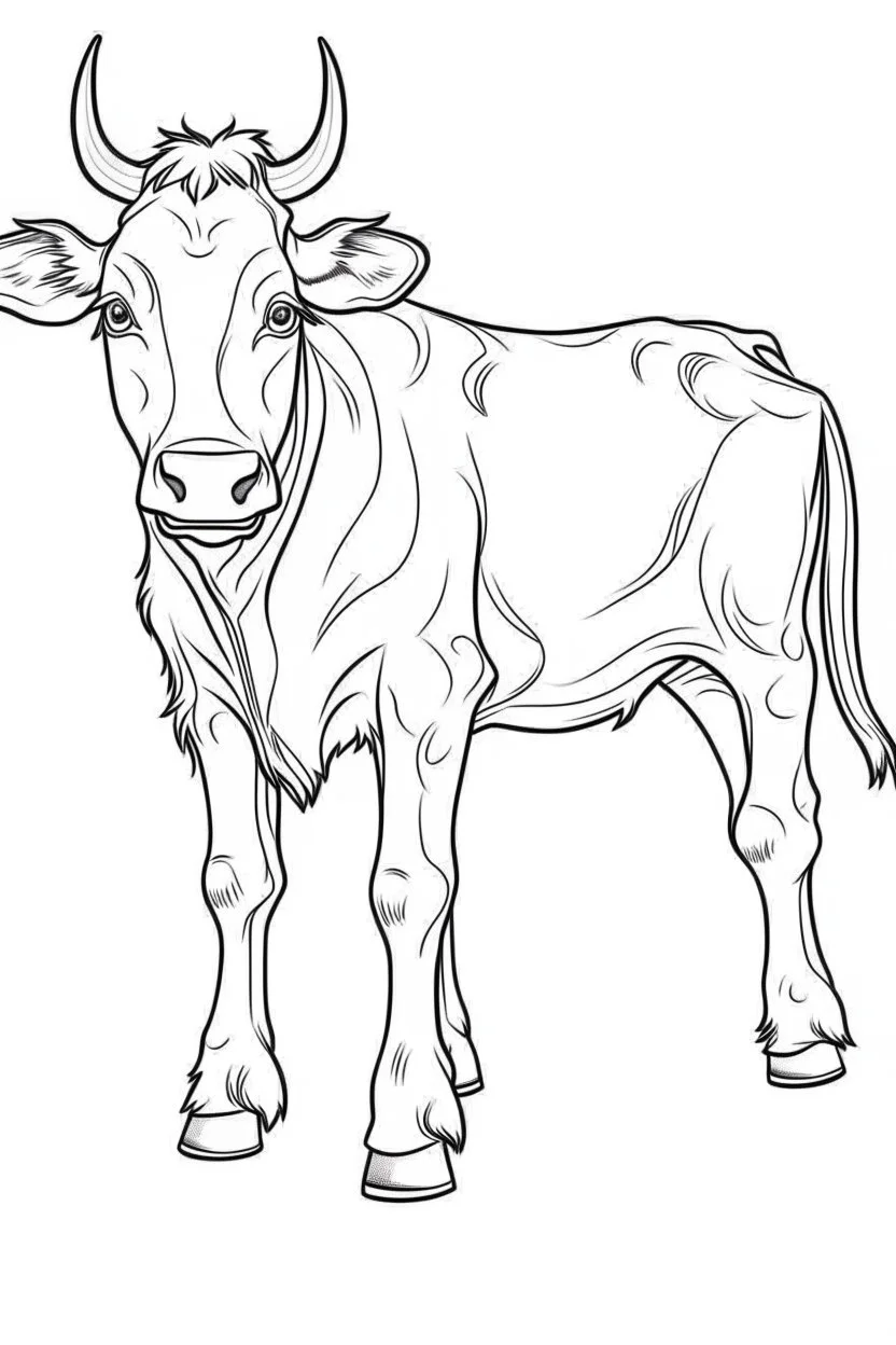 outline art for Calf (Cow) coloring pages with sitch, white background, Sketch style, full body, only use outline, toddlers style, clean line art, white background, no shadows and clear and well outlined.