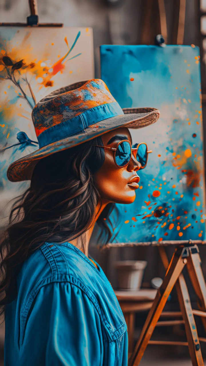 The body and soul of a beautiful woman with dark sunglasses and beach hat