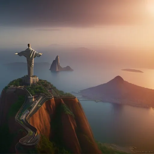 Christ the Redeemer, beautiful, landscape,sunset, unreal engine 5, cinematic lighting, photorealistic, realistic, hyper detailed, 8k, octane render, cinema 4d