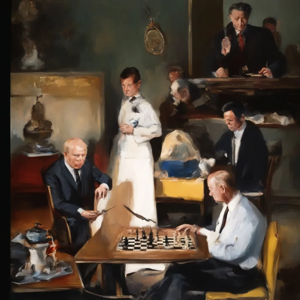 Putin, President Xi Of China And Joe Biden Play Chess With Atomic Bomb Mushroom Cloud,Complex Surgical Instruments Intermixed With A Newborn Boy,Minimalism,Painting By Adrian Ghenie,Rene Magritte,Pablo Picasso,Michelangelo,Salvador Dali,Lucian Freud