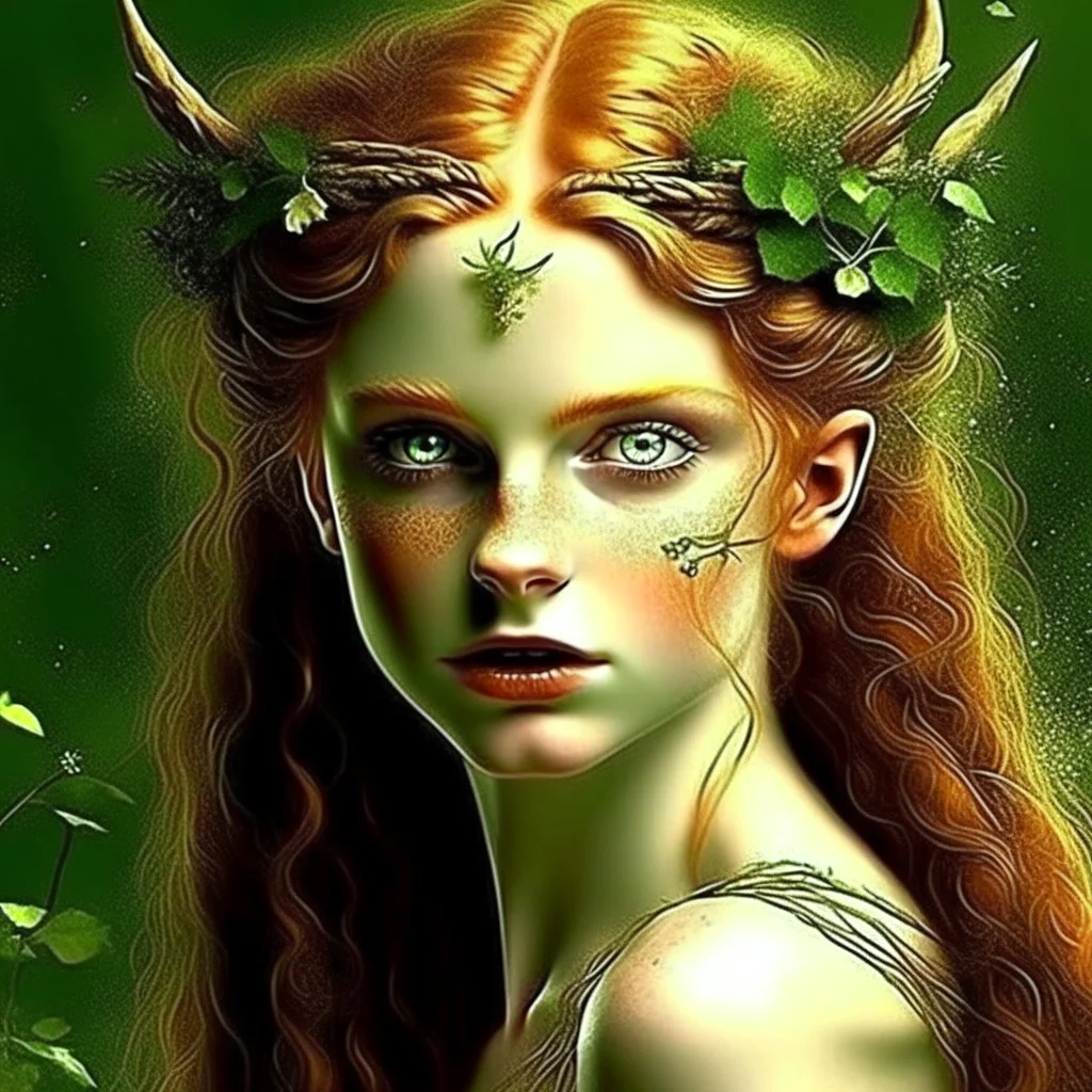 pretty girl, aged 19, ginger, faun, satyr, fantasy, attractive, narnia