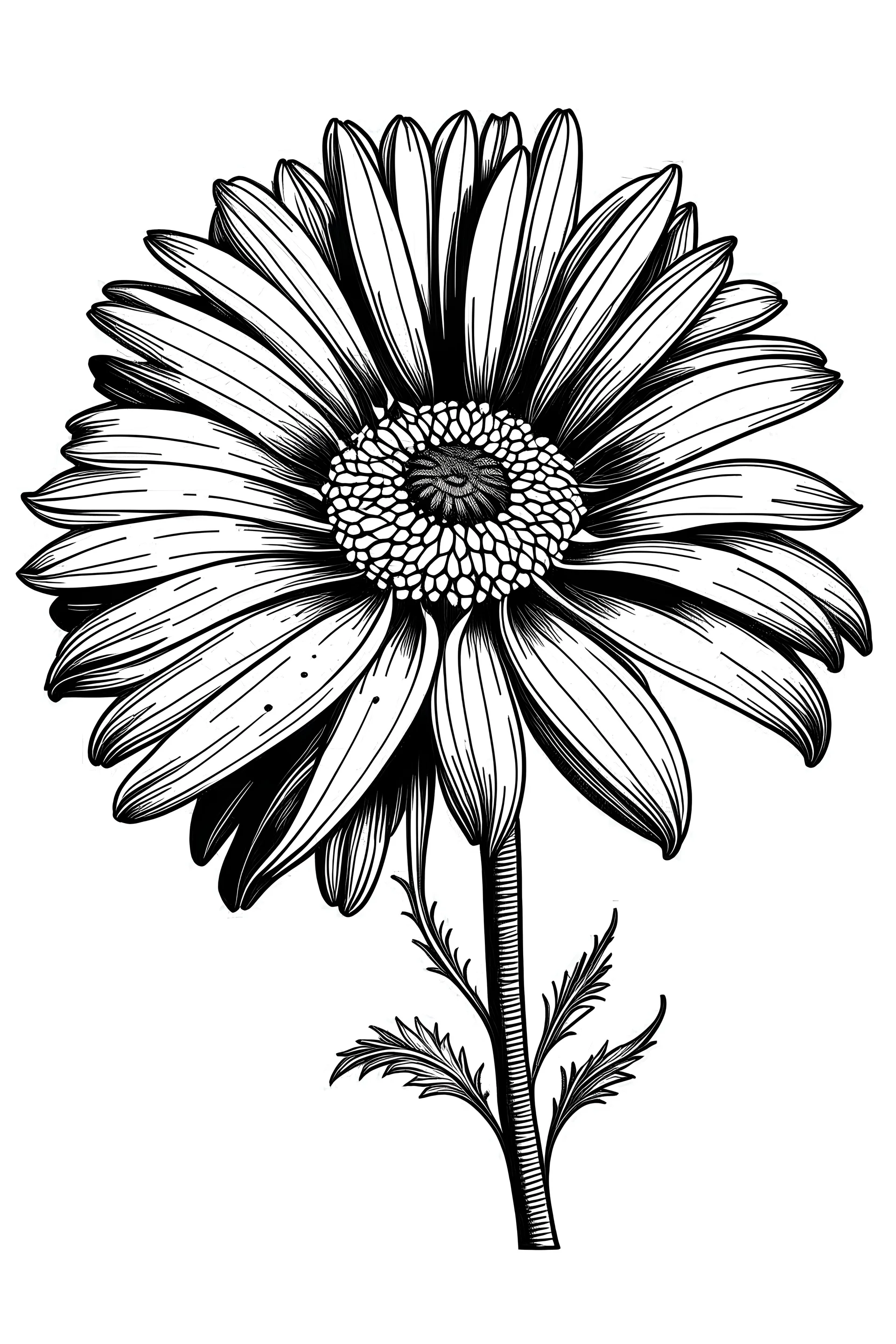 black daisy flower VECTOR illustration defined and detailed with white background