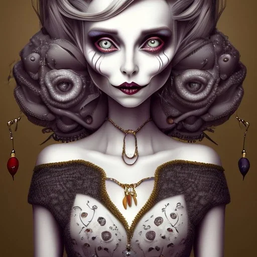 extrem tim burton style of old cruel lady stepmother, sharp focus