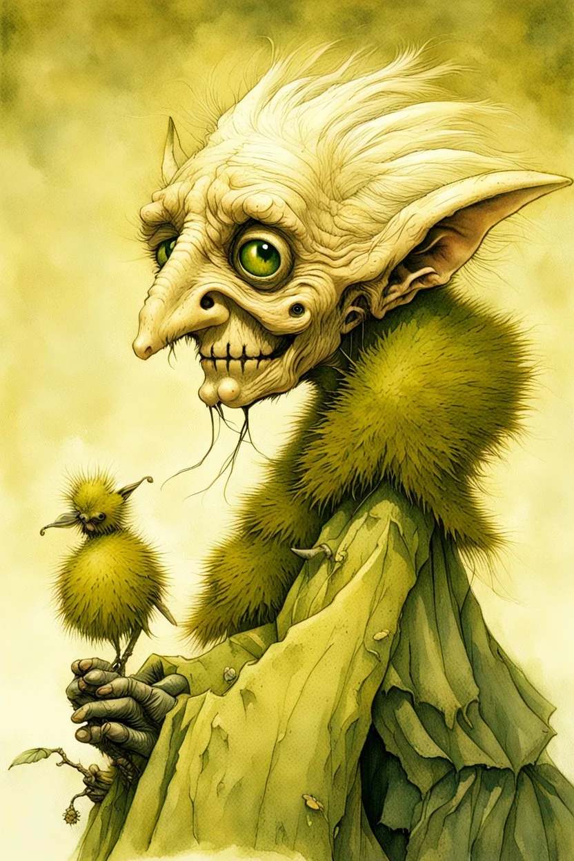 Artist Jean-Baptiste Monge style. A humanoid biomechanical Black bat-flower headed Baby with white eyes and a black dress. Modifiers: award winning crisp quality very cute