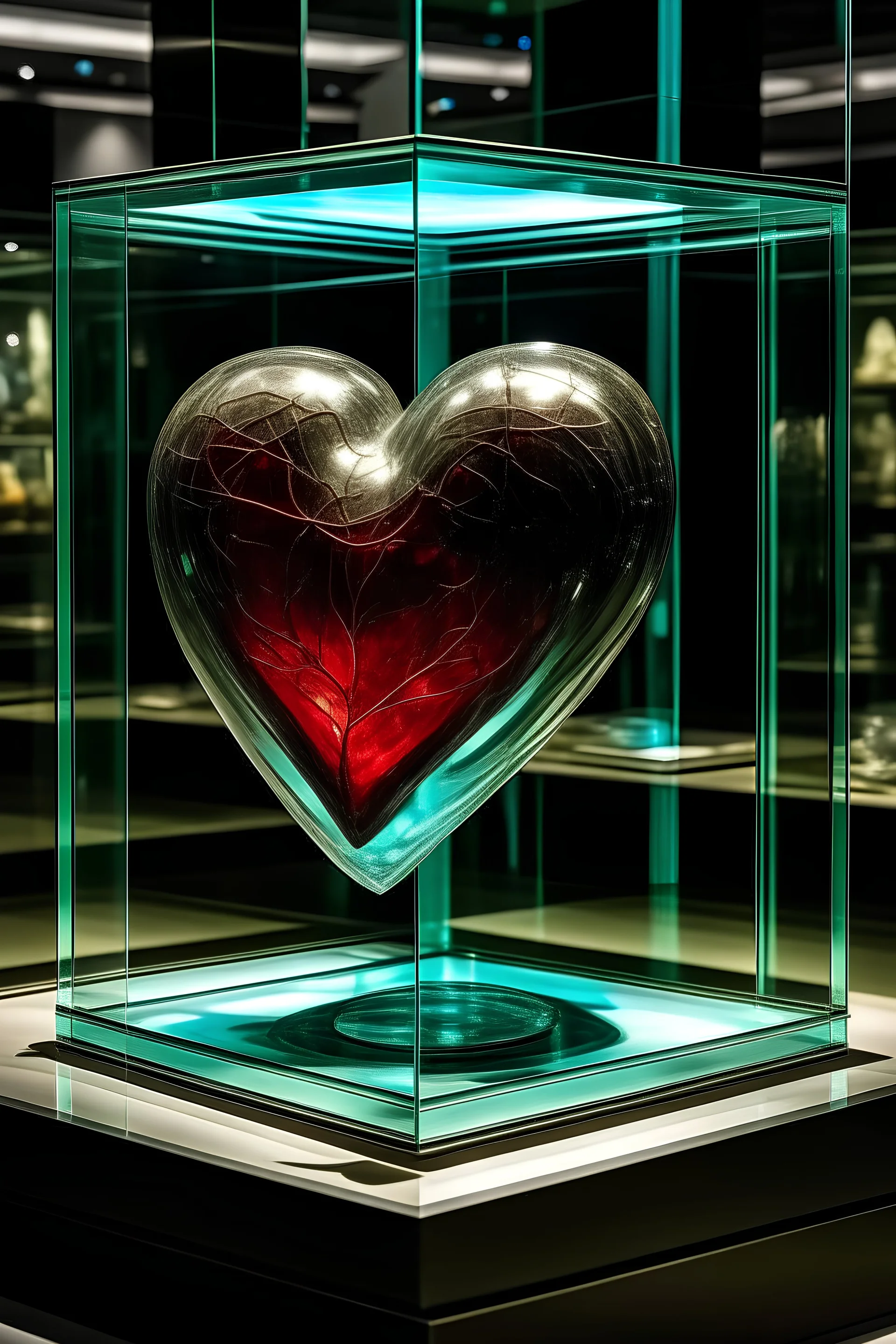 heart in glass showcase