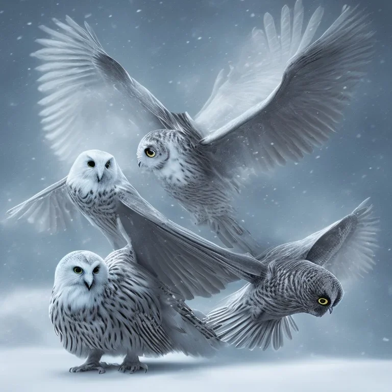 snow OWL RAVEN