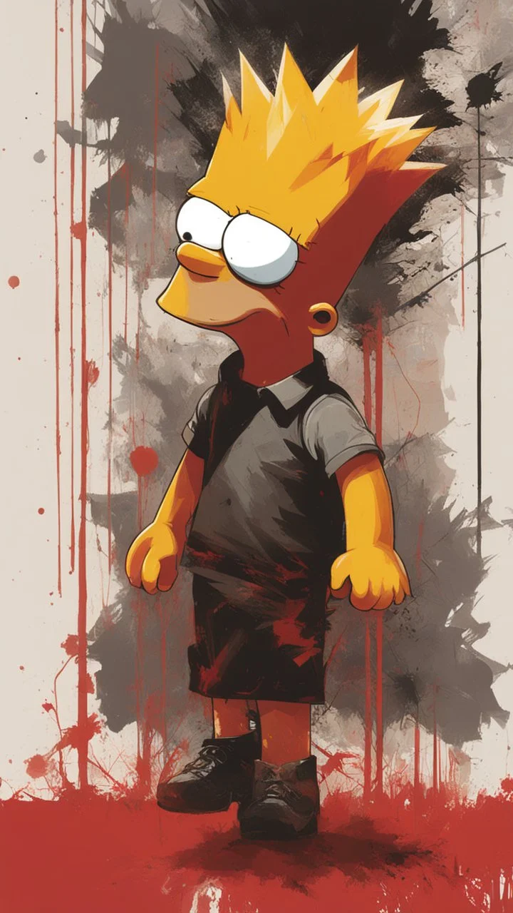 A ultra realistic poster of Bart Simpson in the red matrix , by Daniel Castan :: Carne Griffiths :: Andreas Lie :: Russ Mills :: Leonid Afremov, dark background, high detail