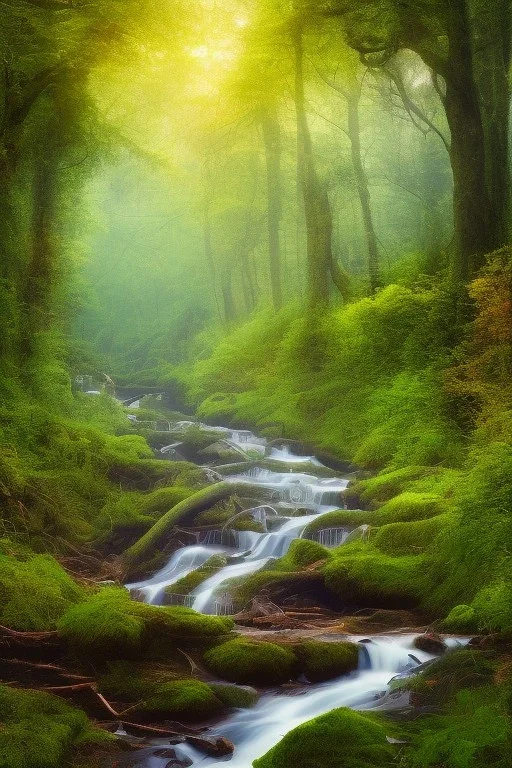 Beautiful stream in the forest in the 12PM in the afternoon ín 24K Resolutions, ultra HD, Professional PHOTOGRAPHY