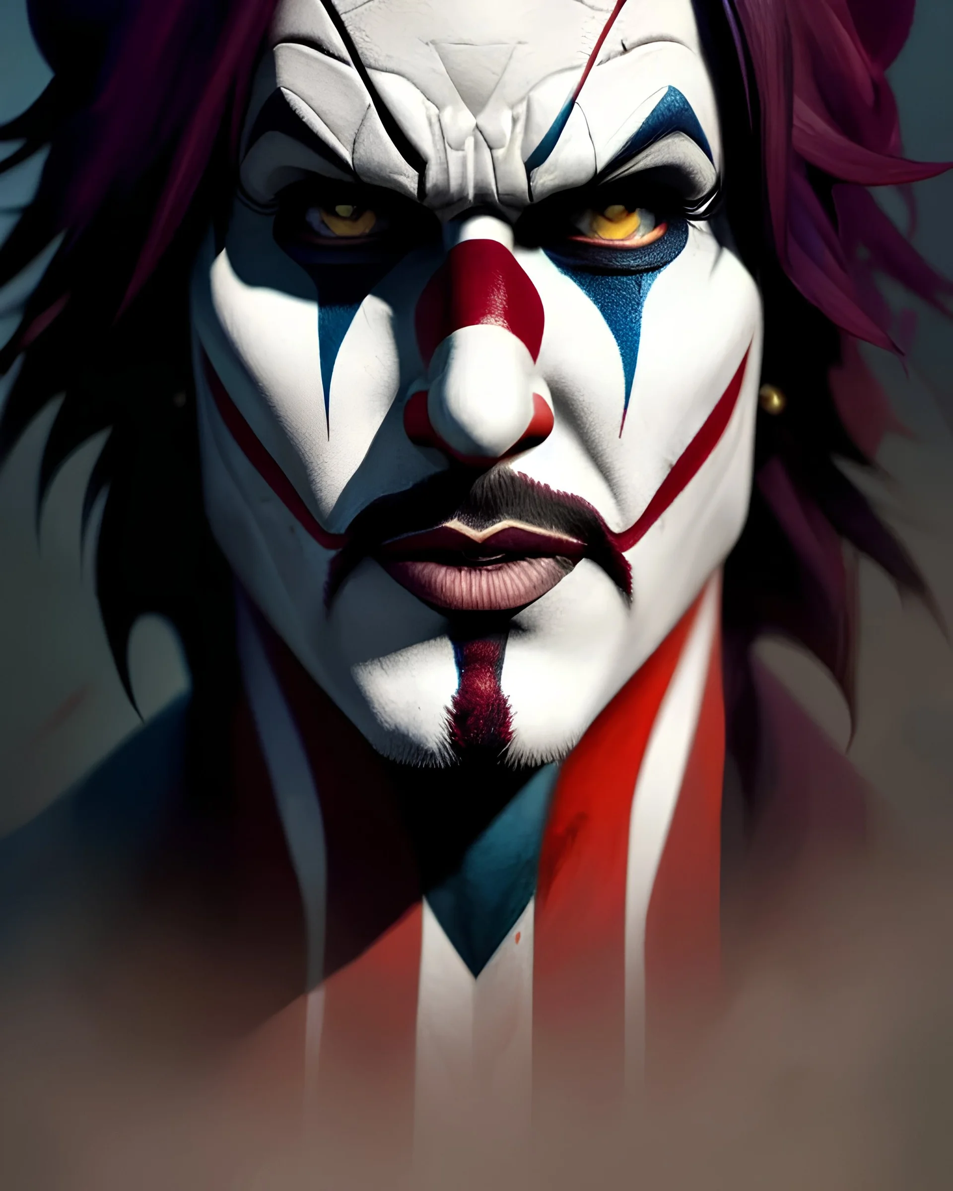 "matt mercer as a clown full-scale head and shoulders portrait, 8k resolution concept art portrait by Greg Rutkowski, Artgerm, WLOP, Alphonse Mucha dynamic lighting hyperdetailed intricately detailed Splash art trending on Artstation triadic colors Unreal Engine 5 volumetric lighting Splash art fantasy"