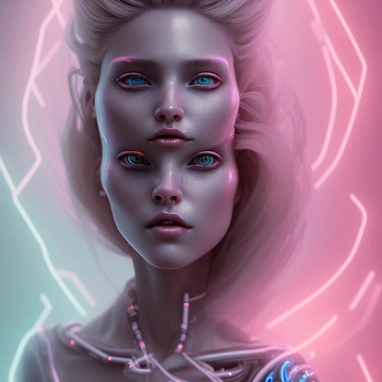 cyberpunk, head, women, portrait, tron sketch of a girl on lined paperA beautiful one nude body of a make up smiling woman blond long hair, alone, high key lighting, volumetric light high details with white stripes and blue eye, smiling with plump pink lips, flowers around, unreal engine petit prince belle fine, profil de trois quart, grand front cosmique, peau bleu cristalline, yeux bleu, perle sur le front long cheveux blond et rose etoilé, cristaux sur le corps, indian actress,