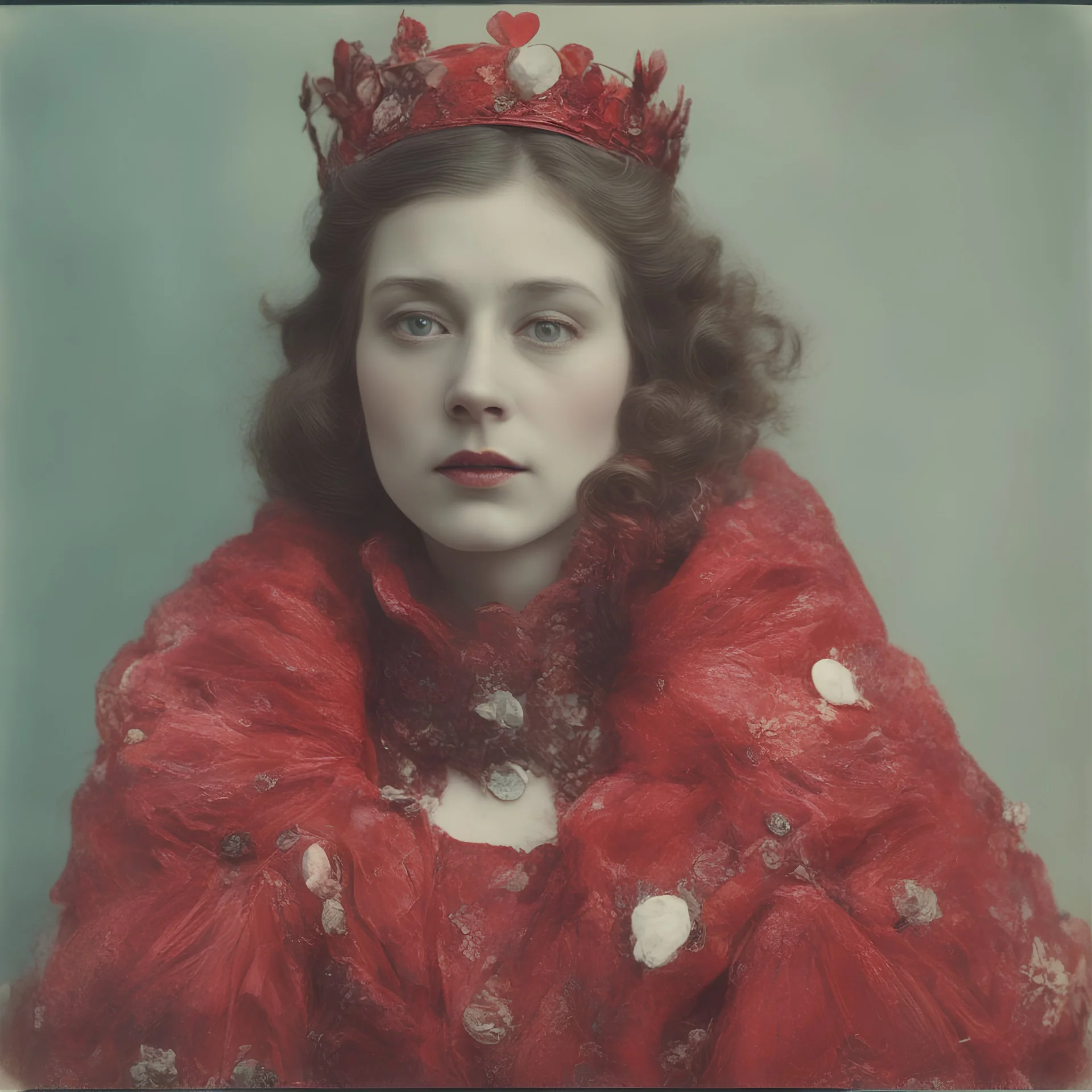 The queen of heart, red, autochrome, plastic puffy jacket