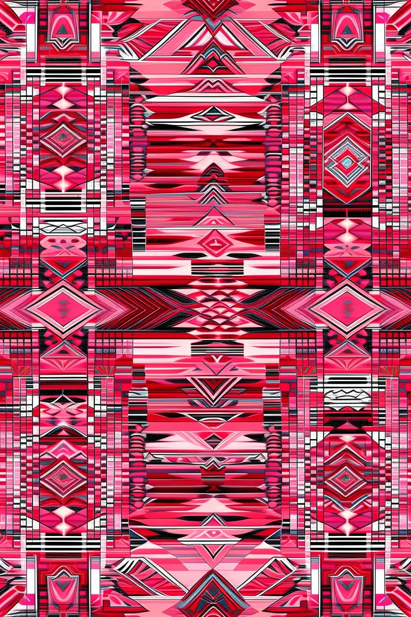 A pink magical realm of illusion designed in Navajo woven art