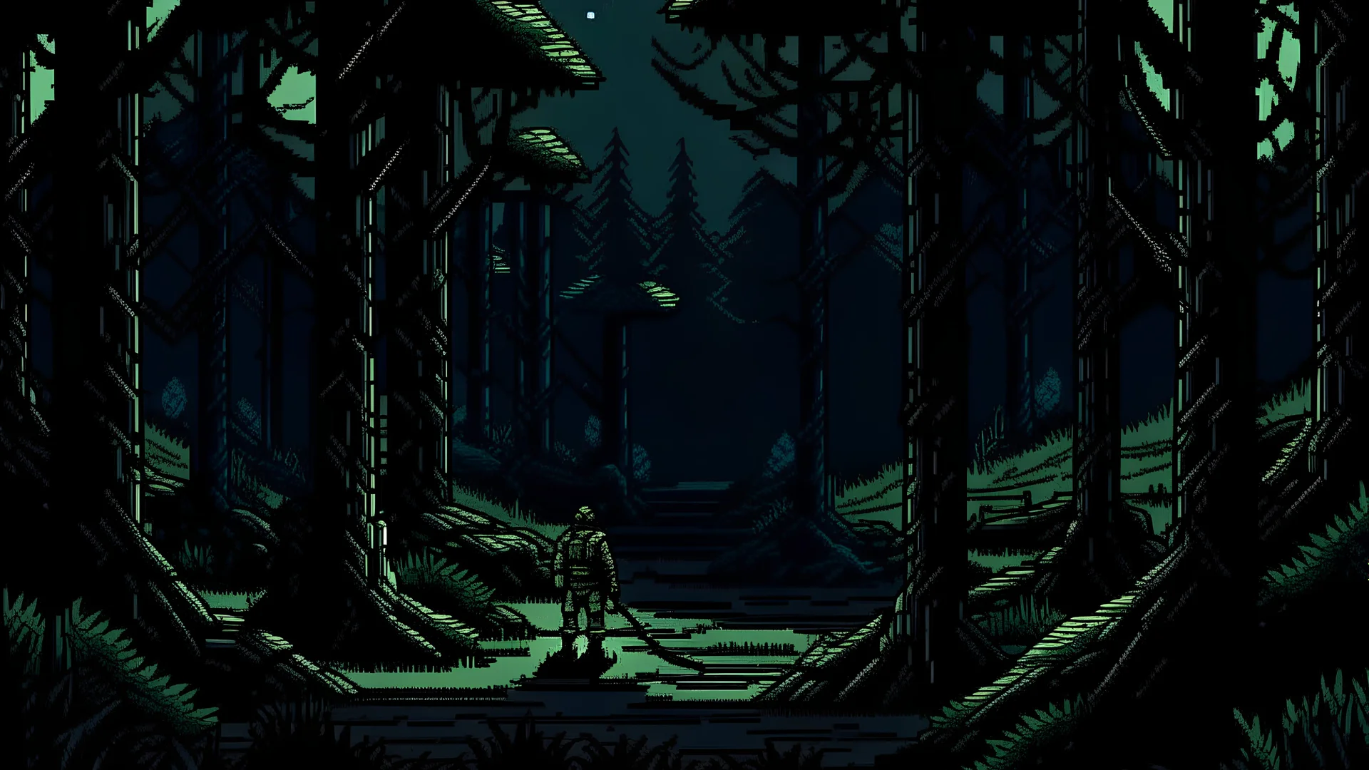 выживание в темном лесу в игре 20 Minutes Till Dawn, пиксельная графика