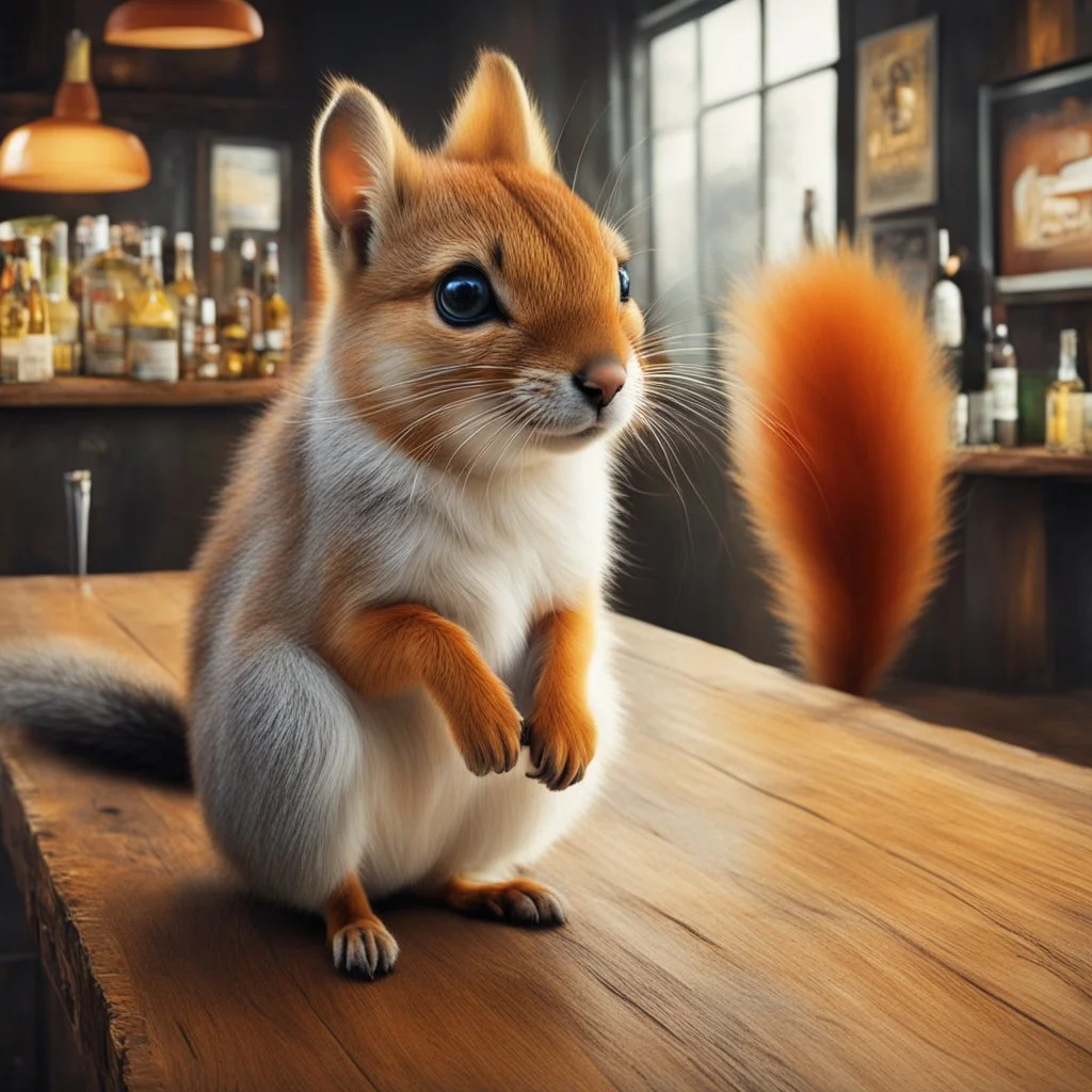 the squirrel: So this really stupid cat and fox walk into a bar... [Humorous, quirky avant garde, futuristic neo-dada]