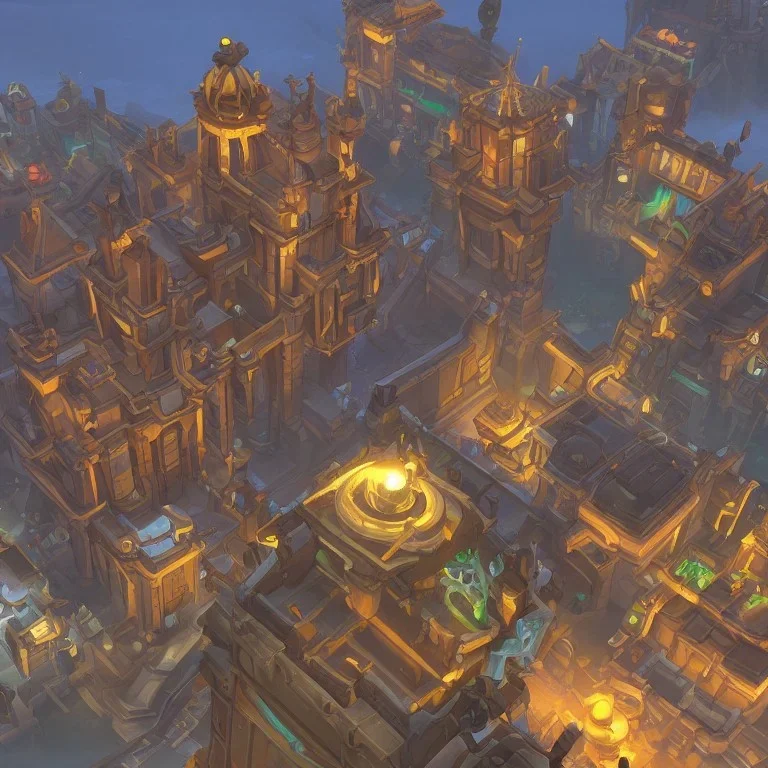 Torchlight 2 architecture concept in overwatch，vertical view