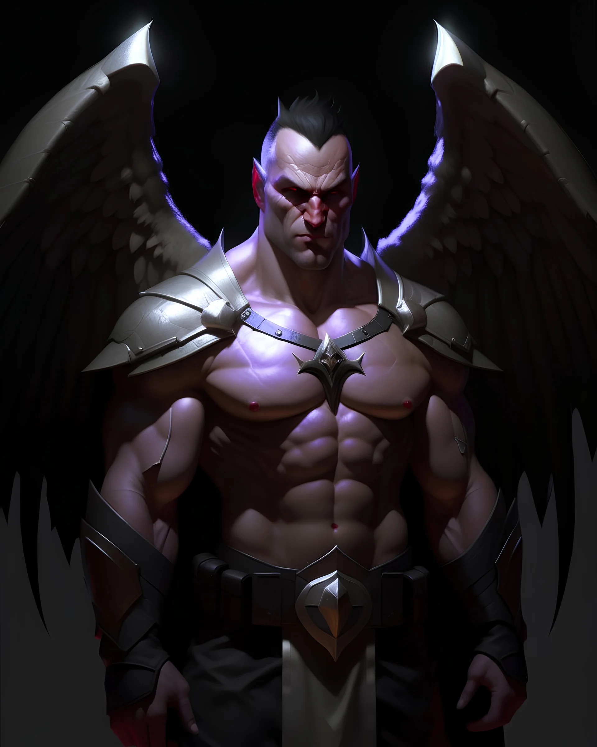 Batman, barbarian, dnd character, shoulders and head, angelic wings